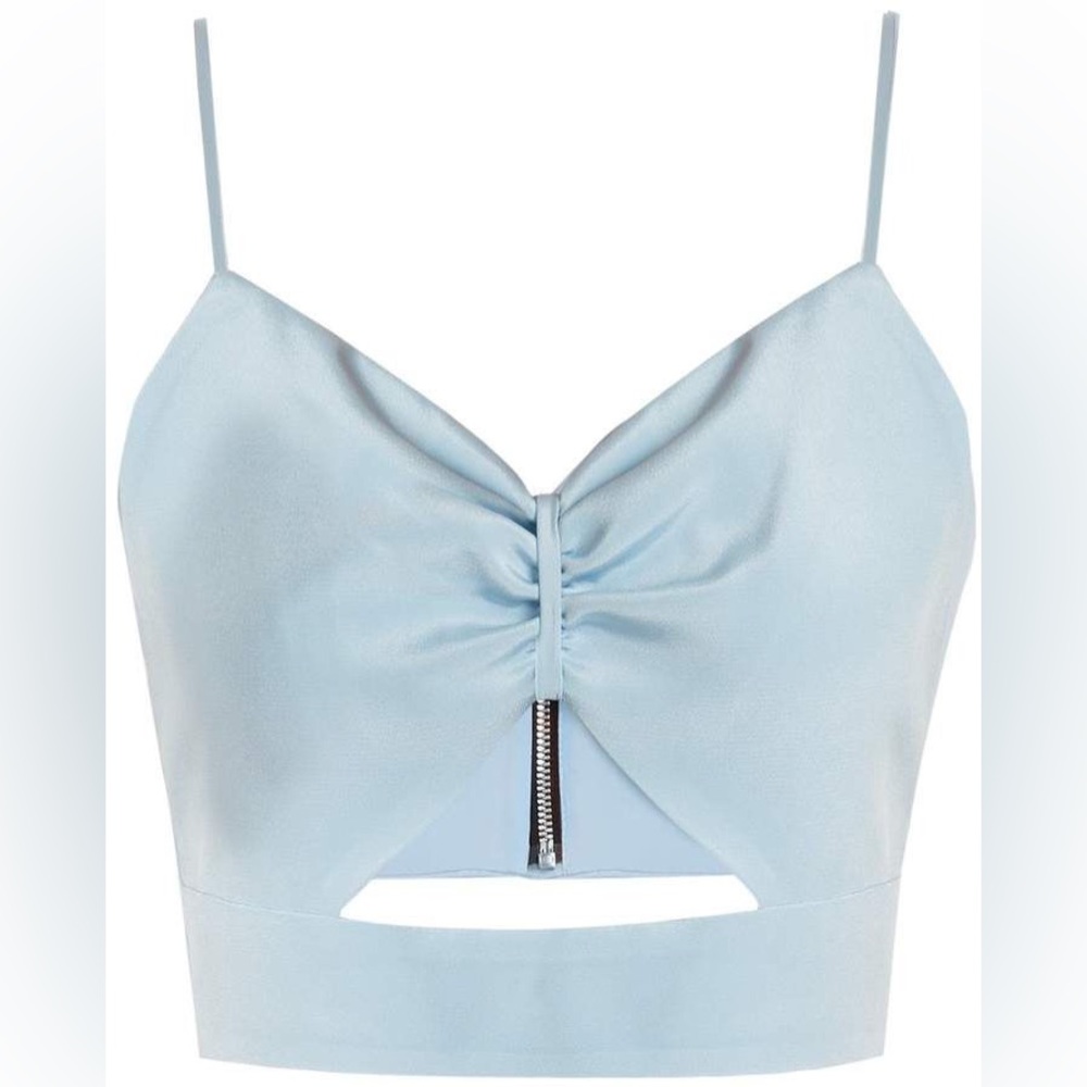 RACIL Sexy cut-out silk cropped top